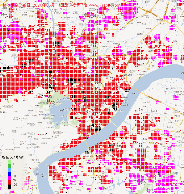 杭州租金分布栅格图（2020年6月）