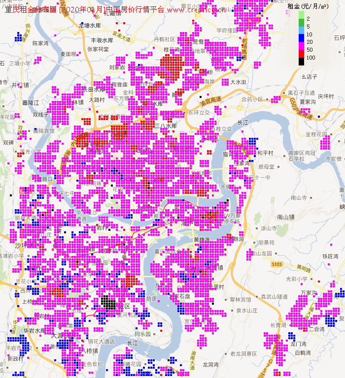重庆租金分布栅格图（2020年1月）