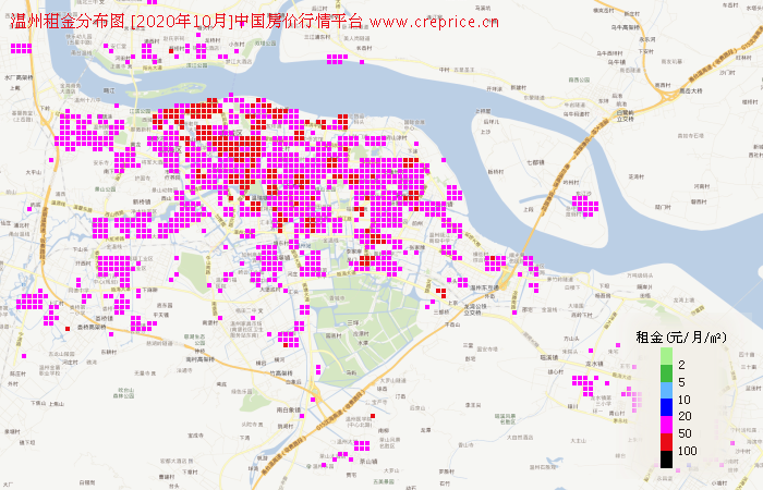 温州租金分布栅格图（2020年10月）