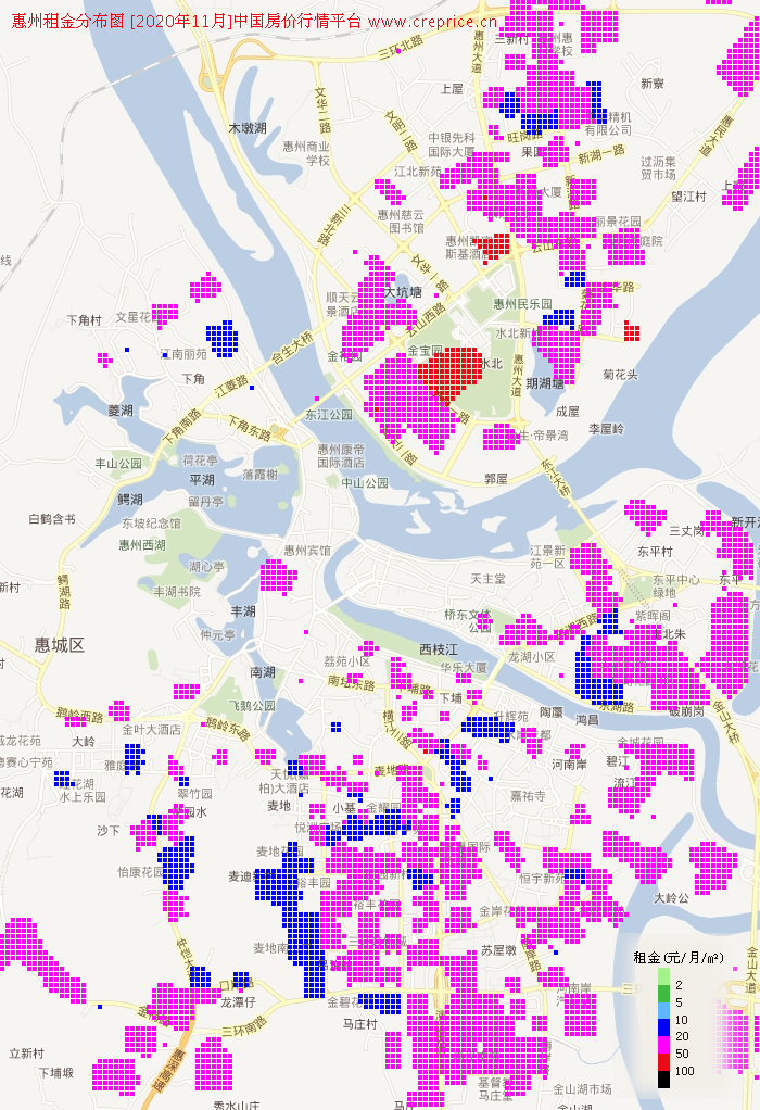 惠州租金分布栅格图（2020年11月）