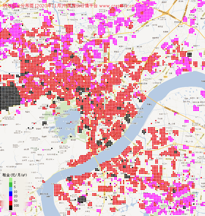 杭州租金分布栅格图（2020年11月）