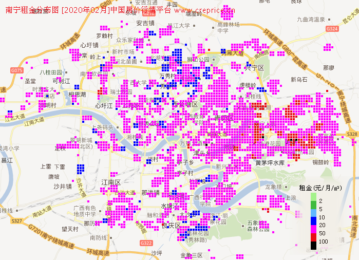 南宁租金分布栅格图（2020年2月）