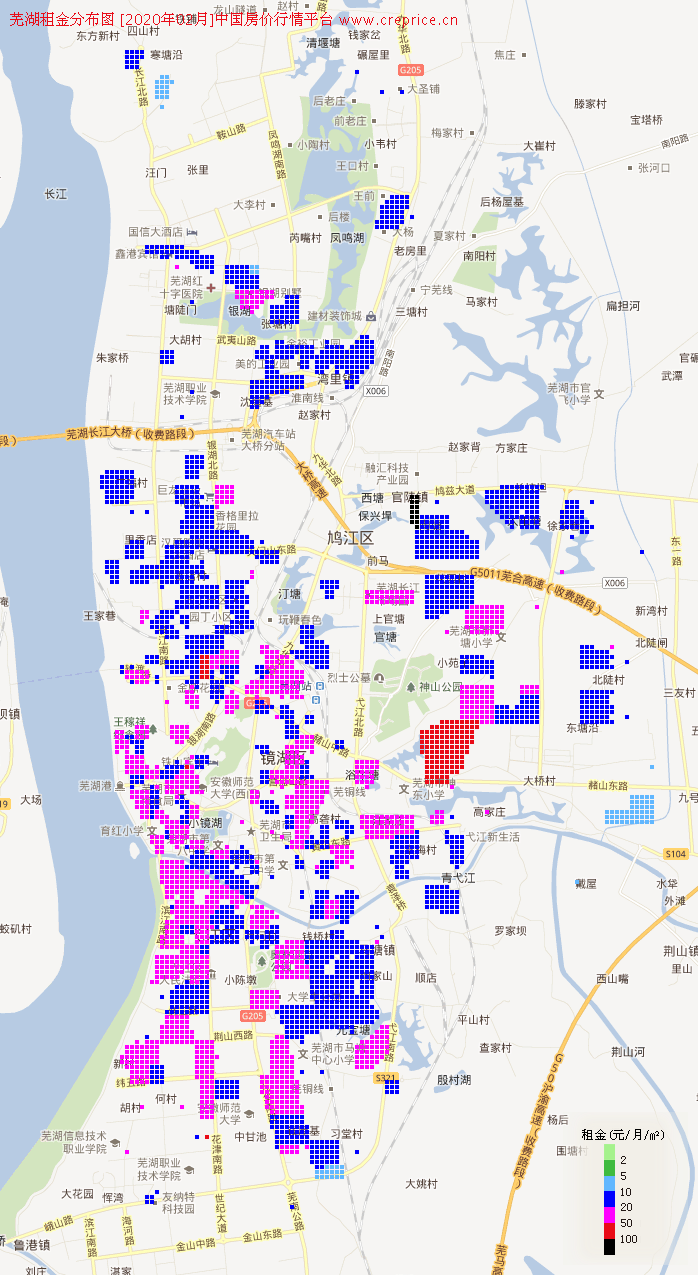 芜湖租金分布栅格图（2020年2月）