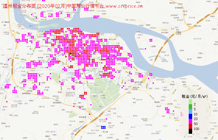 温州租金分布栅格图（2020年2月）