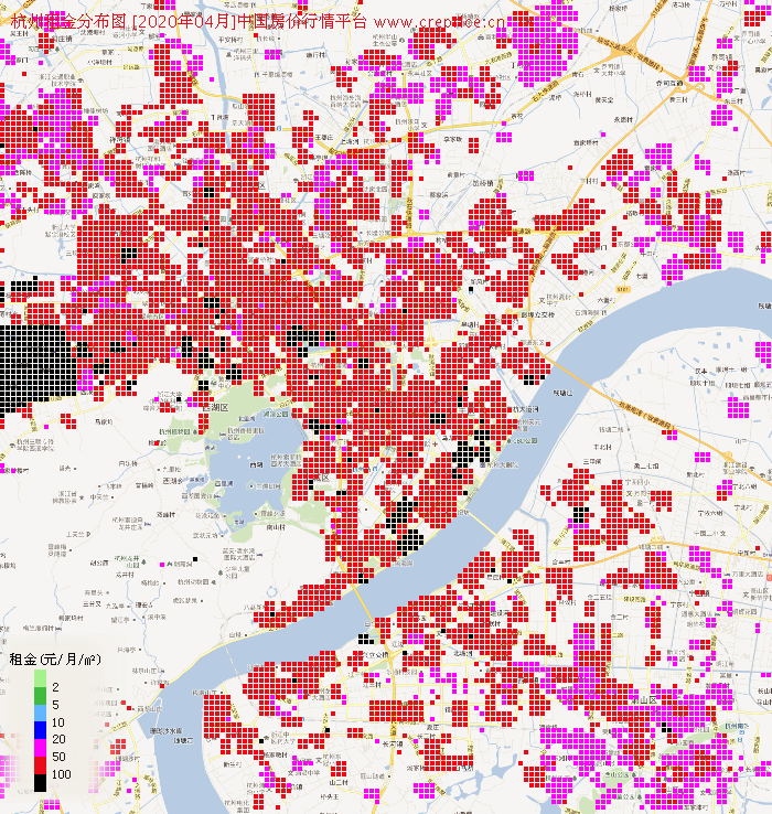 杭州租金分布栅格图（2020年4月）