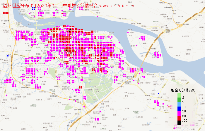 温州租金分布栅格图（2020年4月）