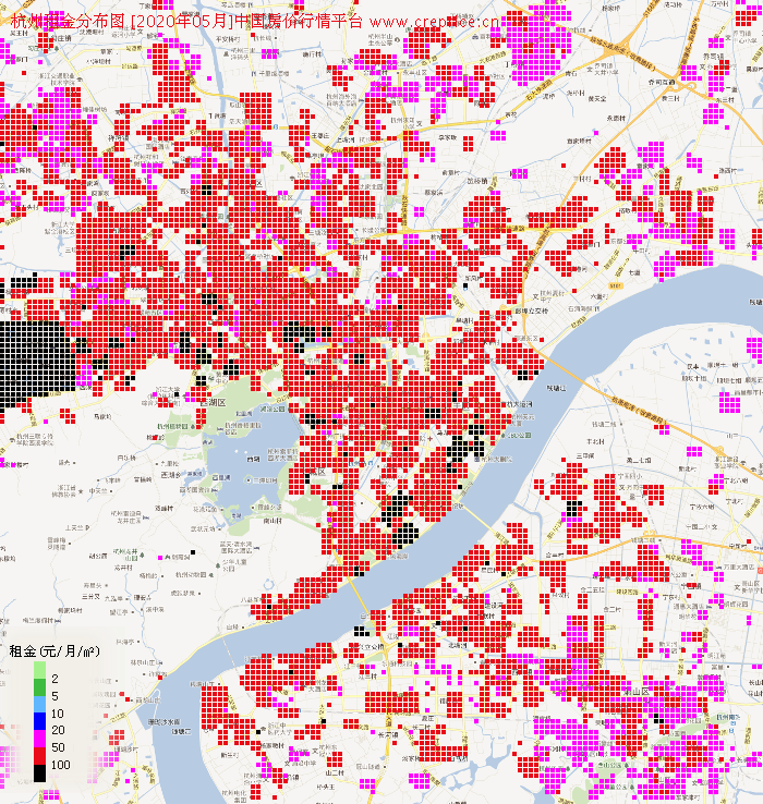 杭州租金分布栅格图（2020年5月）