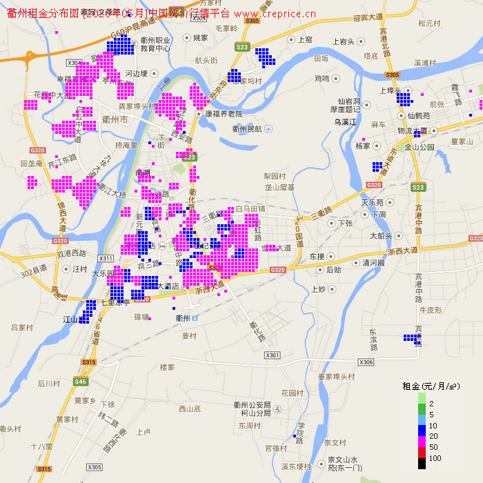 衢州租金分布栅格图（2020年5月）