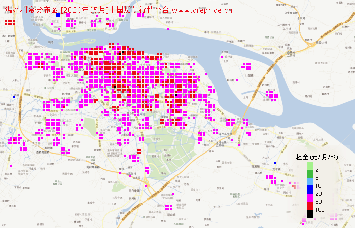温州租金分布栅格图（2020年5月）