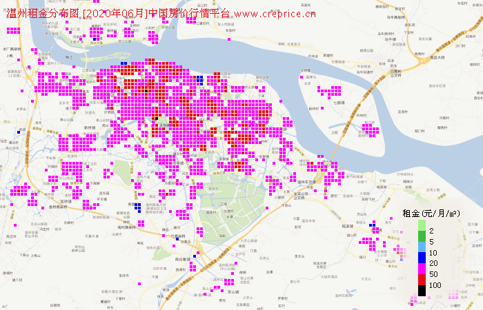温州租金分布栅格图（2020年6月）