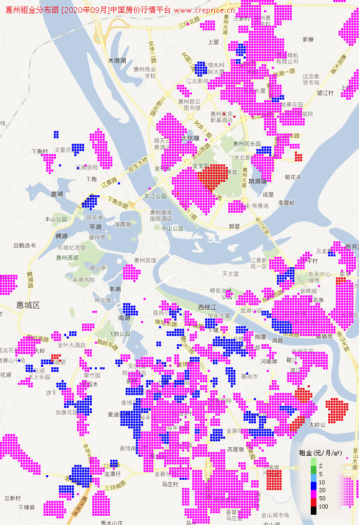 惠州租金分布栅格图（2020年9月）