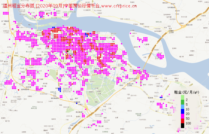 温州租金分布栅格图（2020年9月）