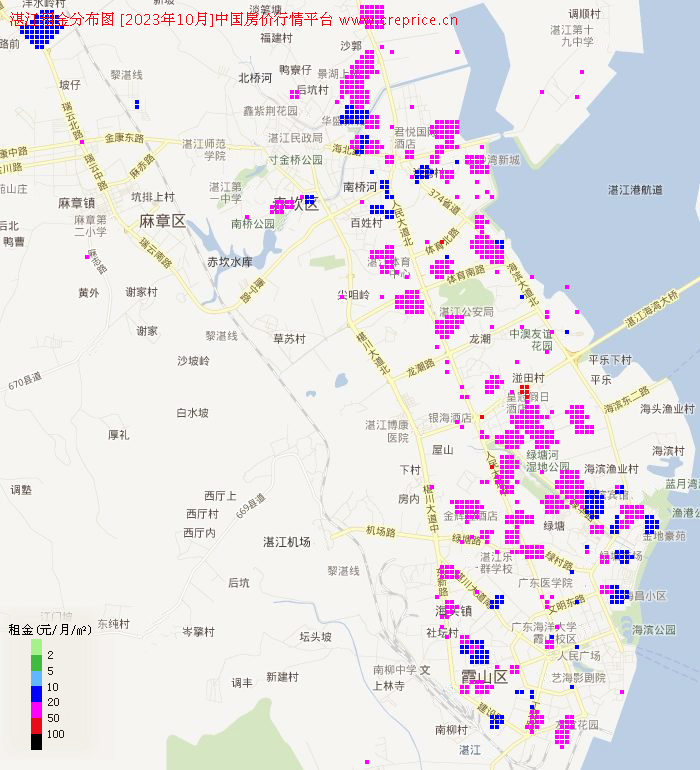 湛江租金分布栅格图（2023年10月）