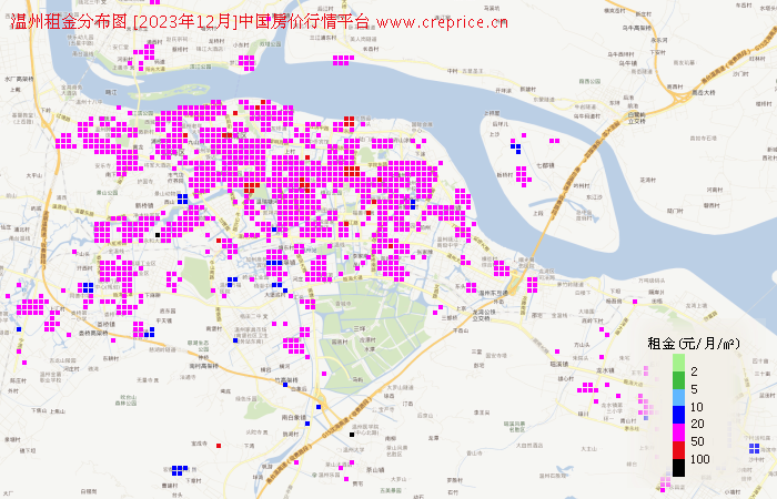 温州租金分布栅格图（2023年12月）