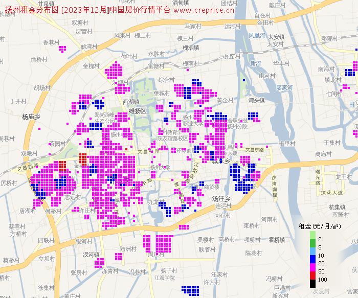 扬州租金分布栅格图（2023年12月）