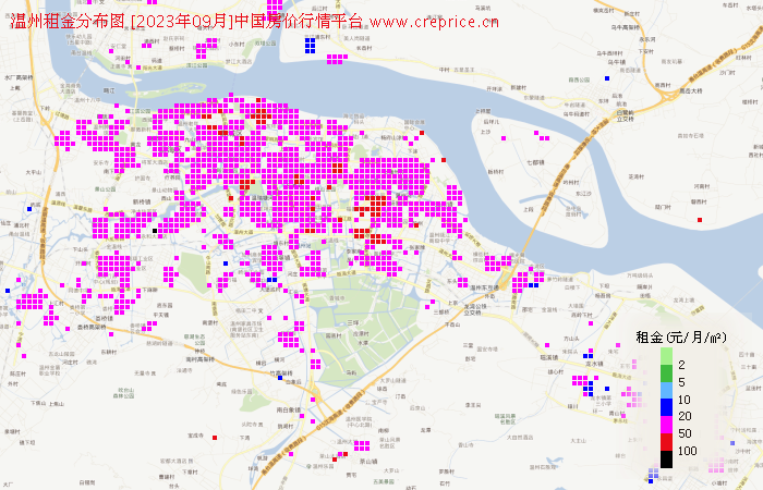 温州租金分布栅格图（2023年9月）