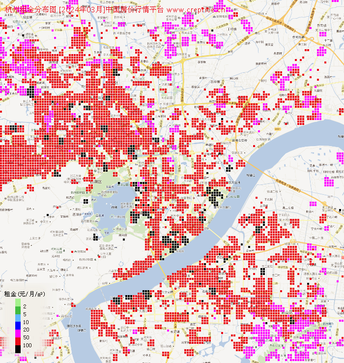 杭州租金分布栅格图（2024年3月）