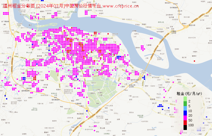 温州租金分布栅格图（2024年3月）