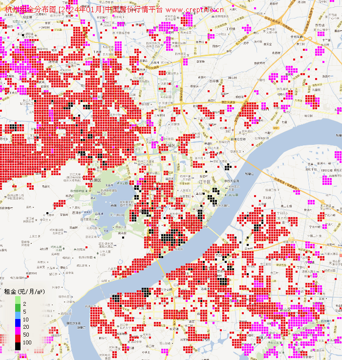 杭州租金分布栅格图（2024年1月）