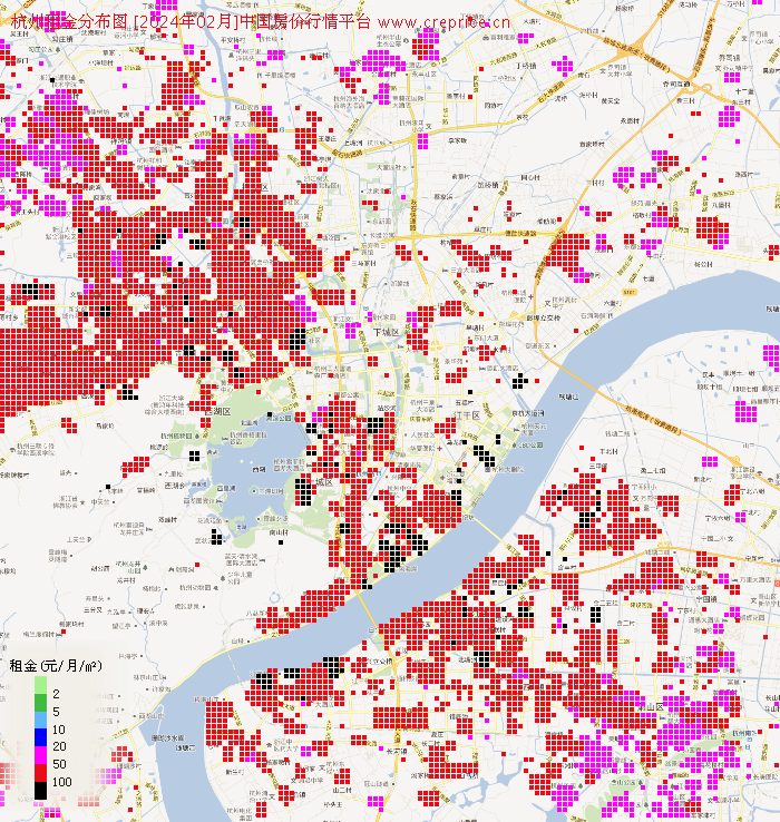 杭州租金分布栅格图（2024年2月）
